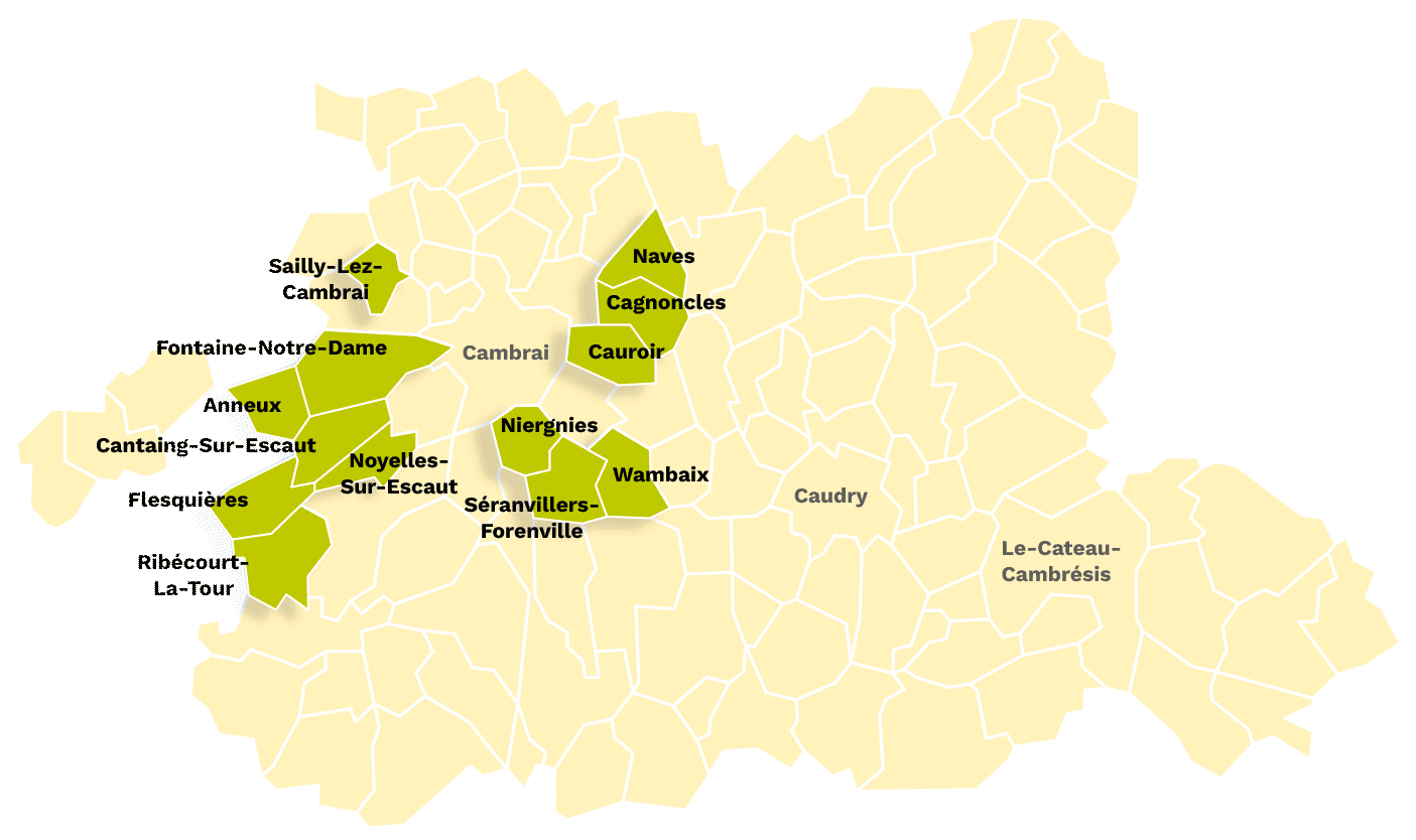 carte du centre social dans le cambrésis