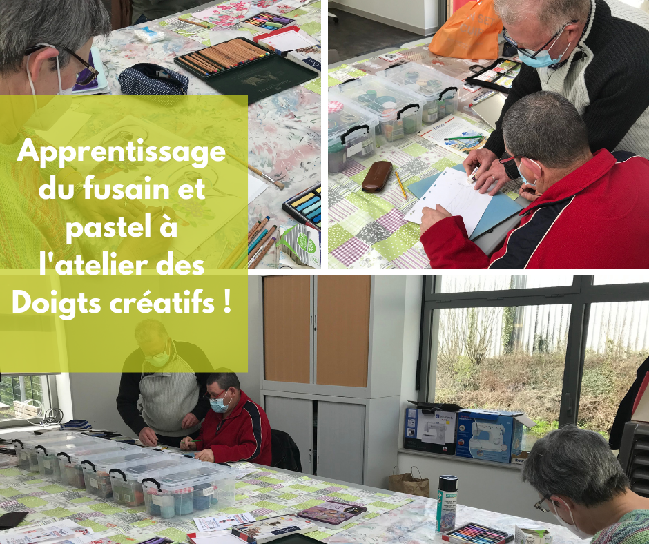 Apprentissage du fusain et pastel à l'atelier des Doigts créatifs !ous-titre