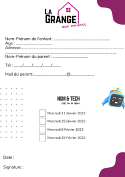 Planning la grange aux enfants